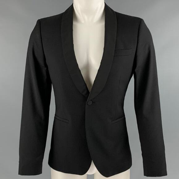 J. LINDEBERG Size 38 Black Wool Shawl Collar Coat